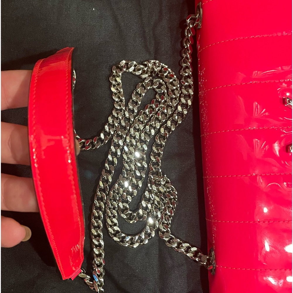 ❤️TRADED❤️YSL Saint Laurent HOT PINK patent LIKE NEW silver logo Vicky crossbody - Picture 8 of 15